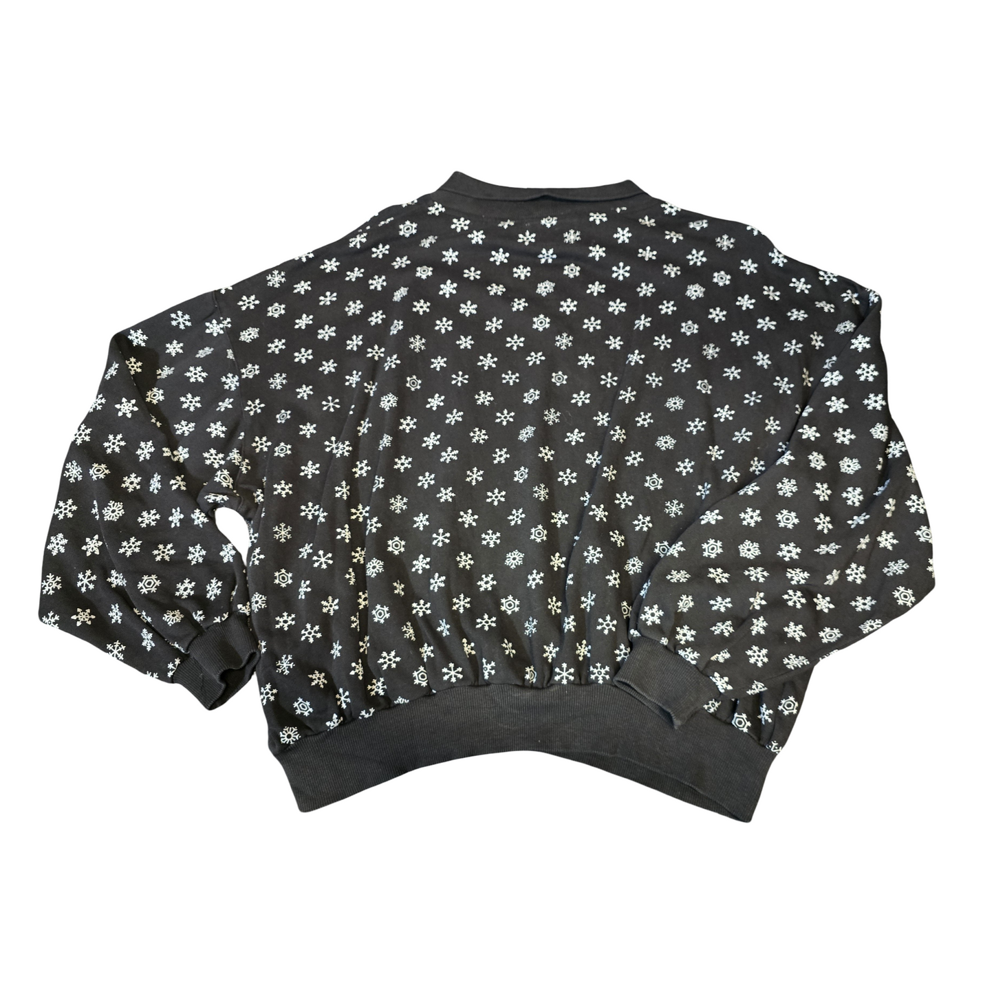Vintage California Black & White Snowflake Collared Xmas Jumper – Unisex – Relaxed Fit