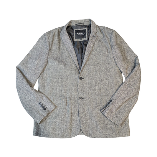 Peacocks Men’s Grey Blazer – Size XL, Wool Blend, 2 Button Close