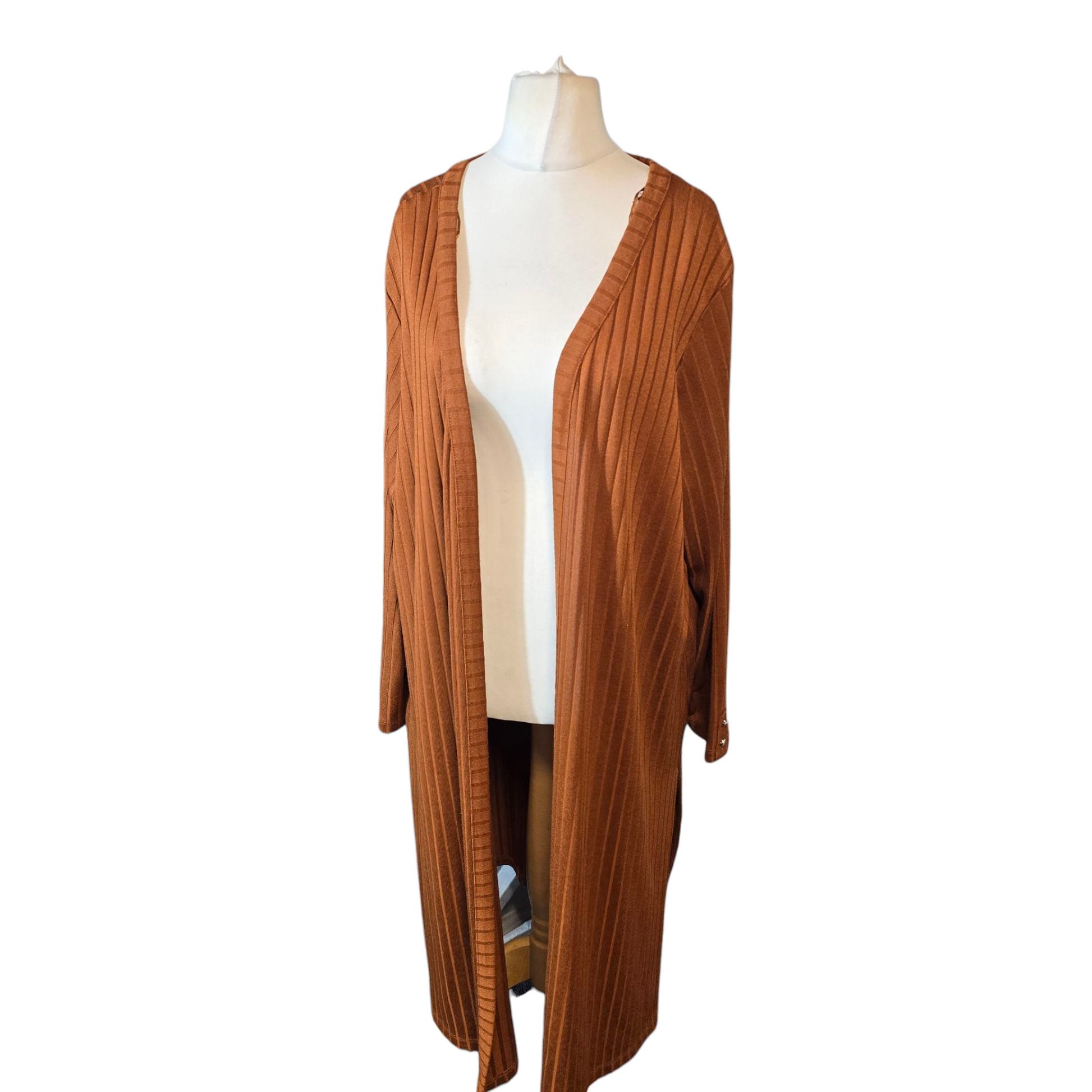 Nutmeg Brown Ribbed Longline Cardigan – Size 22