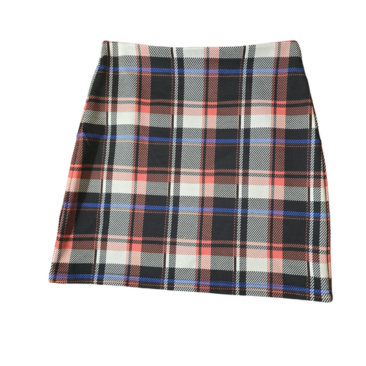 M&S Black, Red & Grey Checked Mini Skirt – Size 10