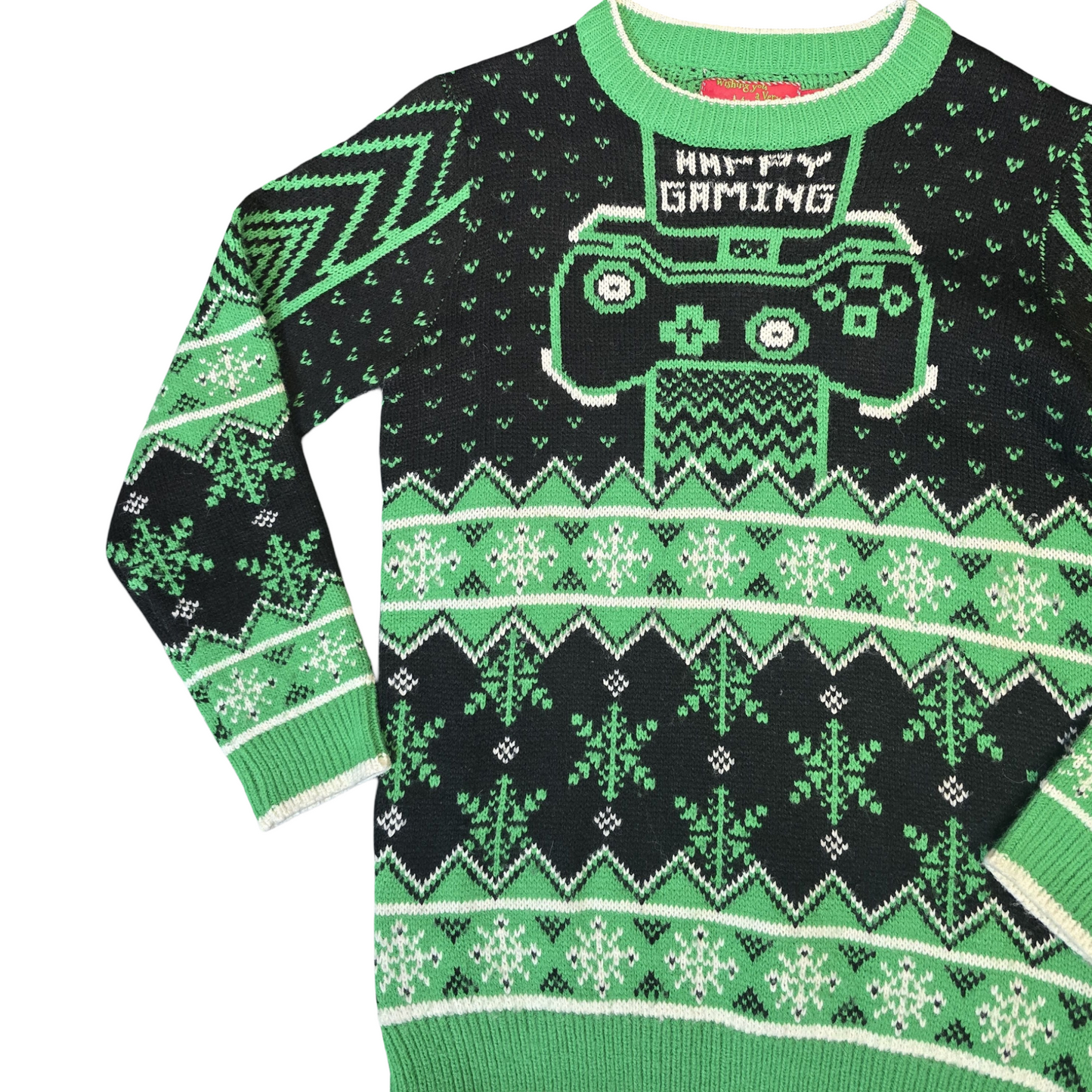 Noroze Green & Black Gaming Christmas Jumper – Boys 9–10yrs