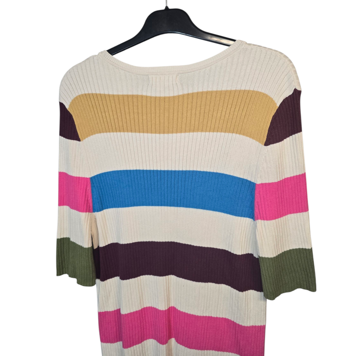 White Stuff Multicoloured Striped Lightweight Jumper – Size 18 – 100% Cotton