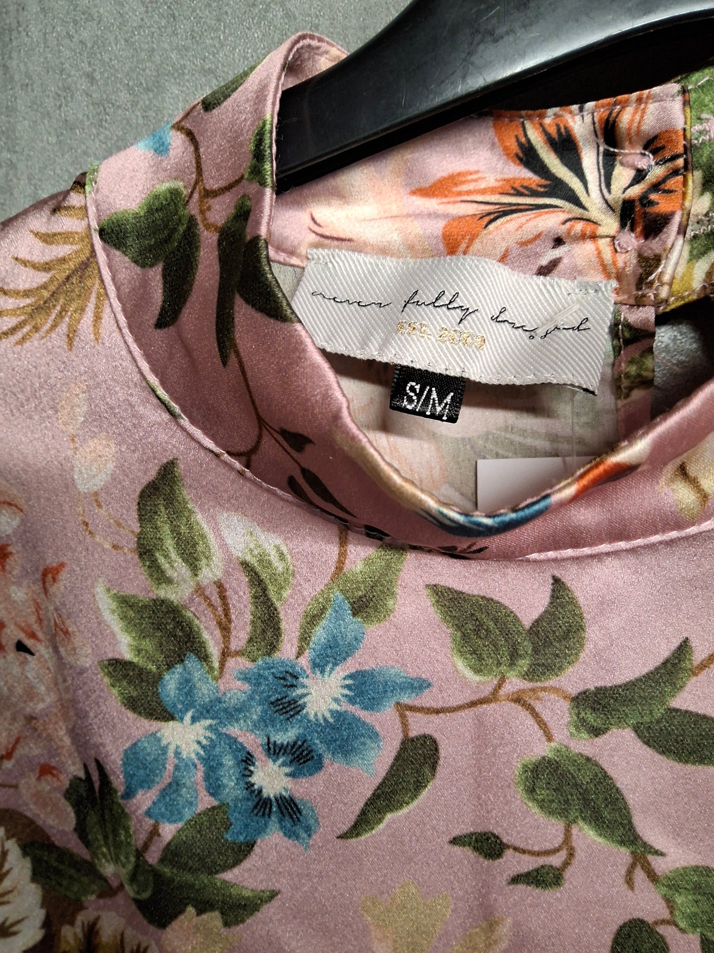 Never Fully Dressed Pink Floral High Neck Blouse – Size S/M (UK size 10/12)