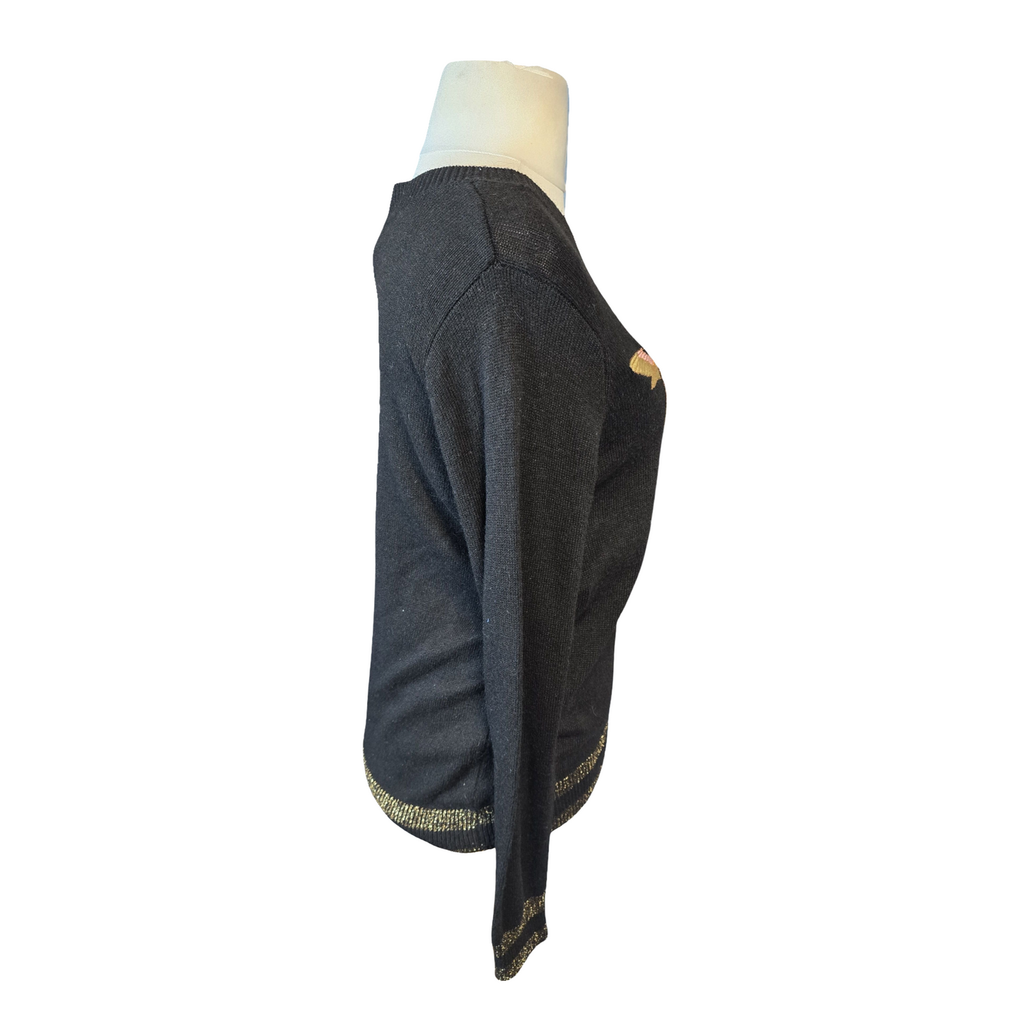 H&M Black & Gold Sequin Birdcage Jumper – Size S (size 10/12) – Longline Knit