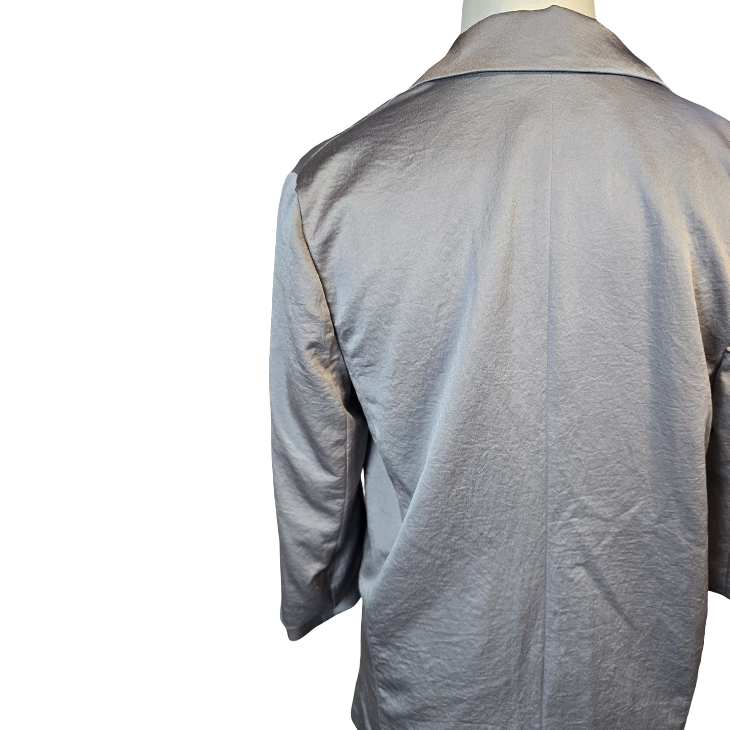 Next Tailoring Grey Metallic Open Blazer – Size 8, 3/4 Sleeves