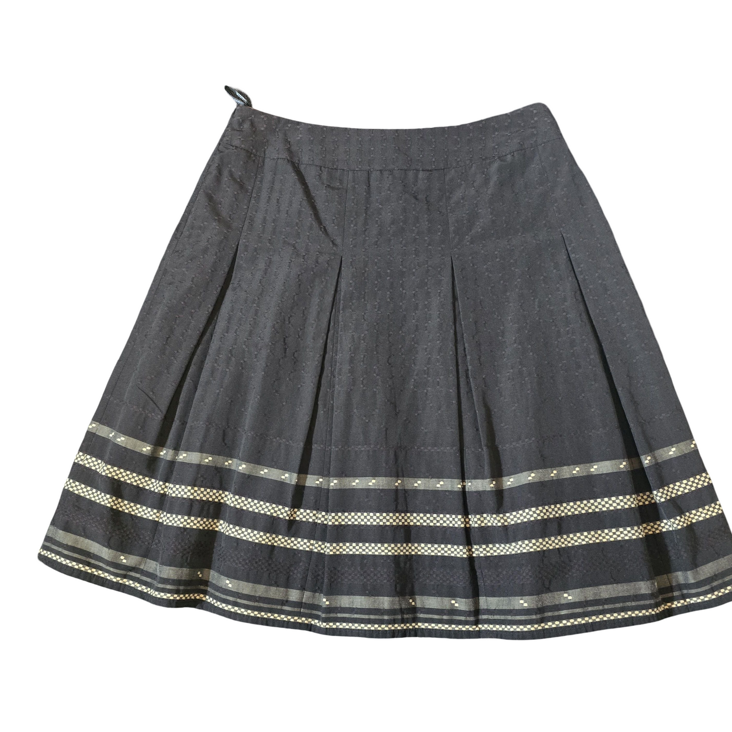 Planet Black & Beige Flared Midi Skirt | Size 12 | Lined | Elegant & Versatile