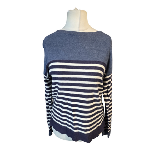 White Stuff Navy & White Striped Lightweight Jumper – Size 8
