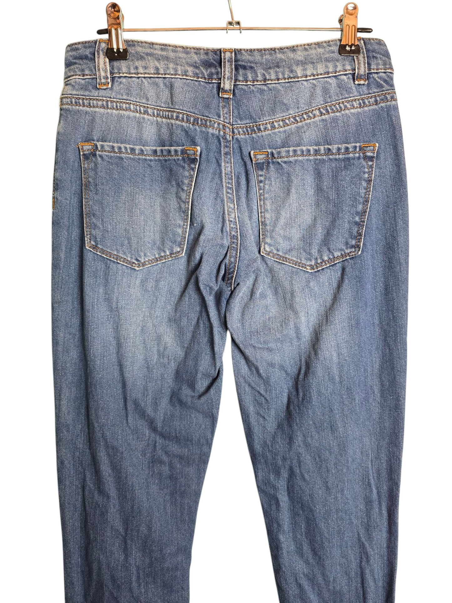 Warehouse Blue Ripped Skinny Jeans Size 6 – Mid-Rise, Distressed Style, Front & Back Pockets