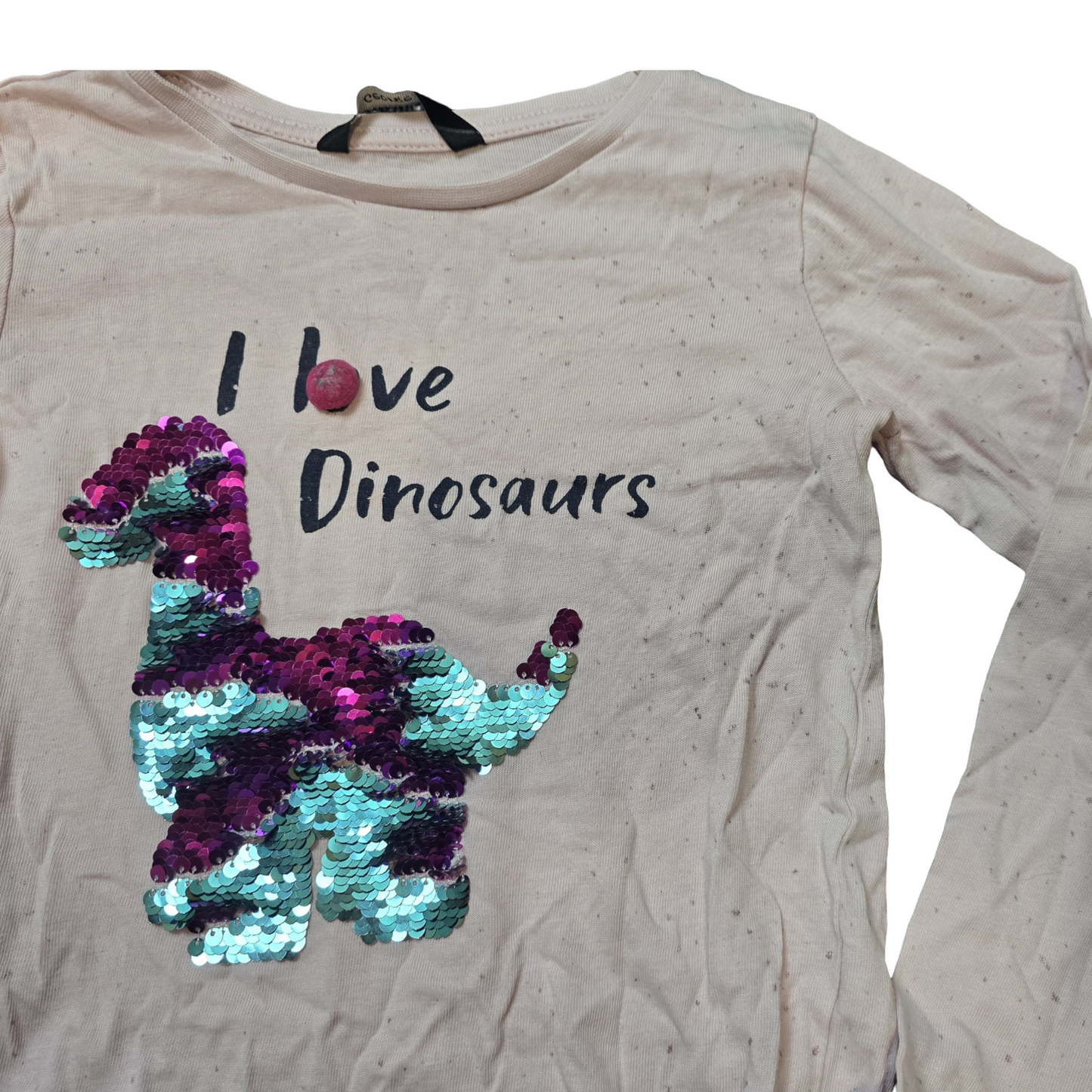 George Girls Pink Sequin Dinosaur T-Shirt – Age 5–6 Years – 100% Cotton
