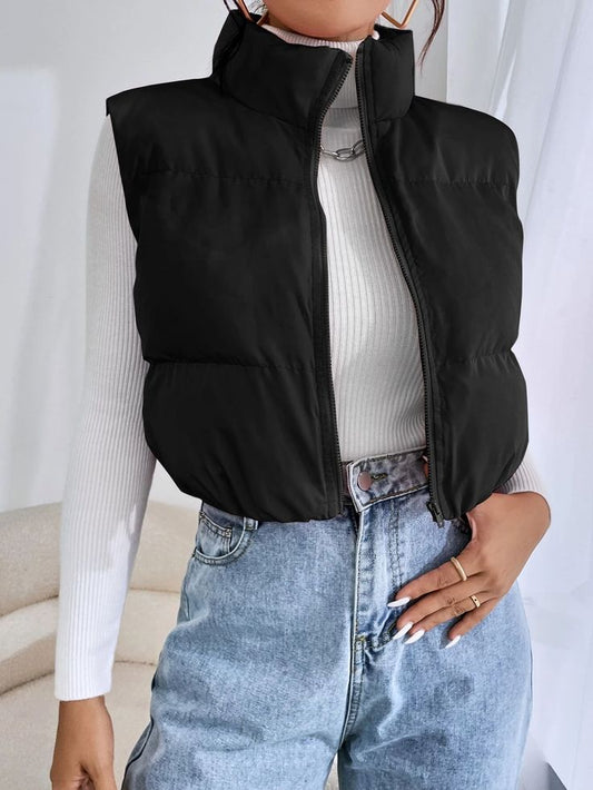Black Padded Cropped Gilet – Size S (size 8/10)