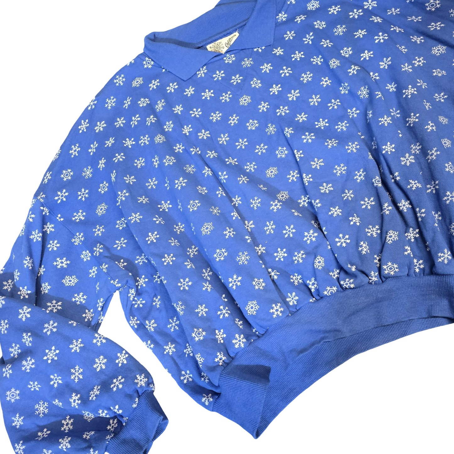Vintage California Blue Snowflake Collared Xmas Jumper – Unisex – Relaxed Fit