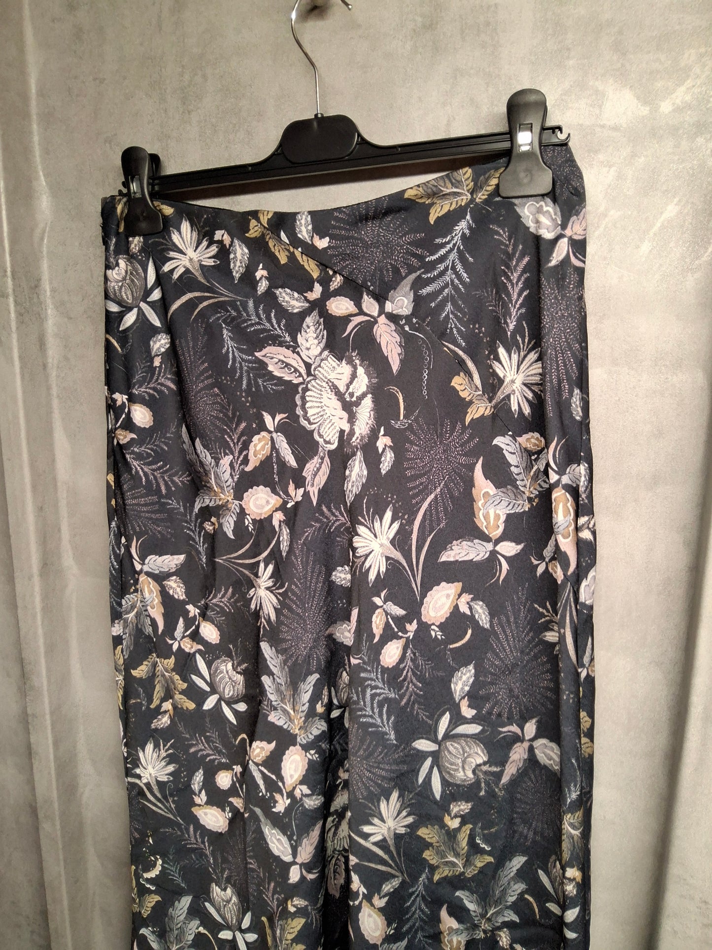 Next Navy & Purple Floral Slip Midi Skirt – Size 10 Silky Flared Style