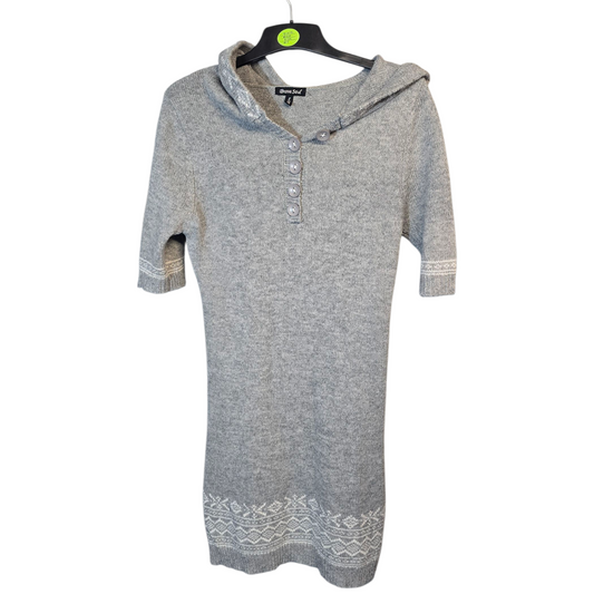 Brave Soul Grey Knitted Hooded Jumper Dress (Size 10)