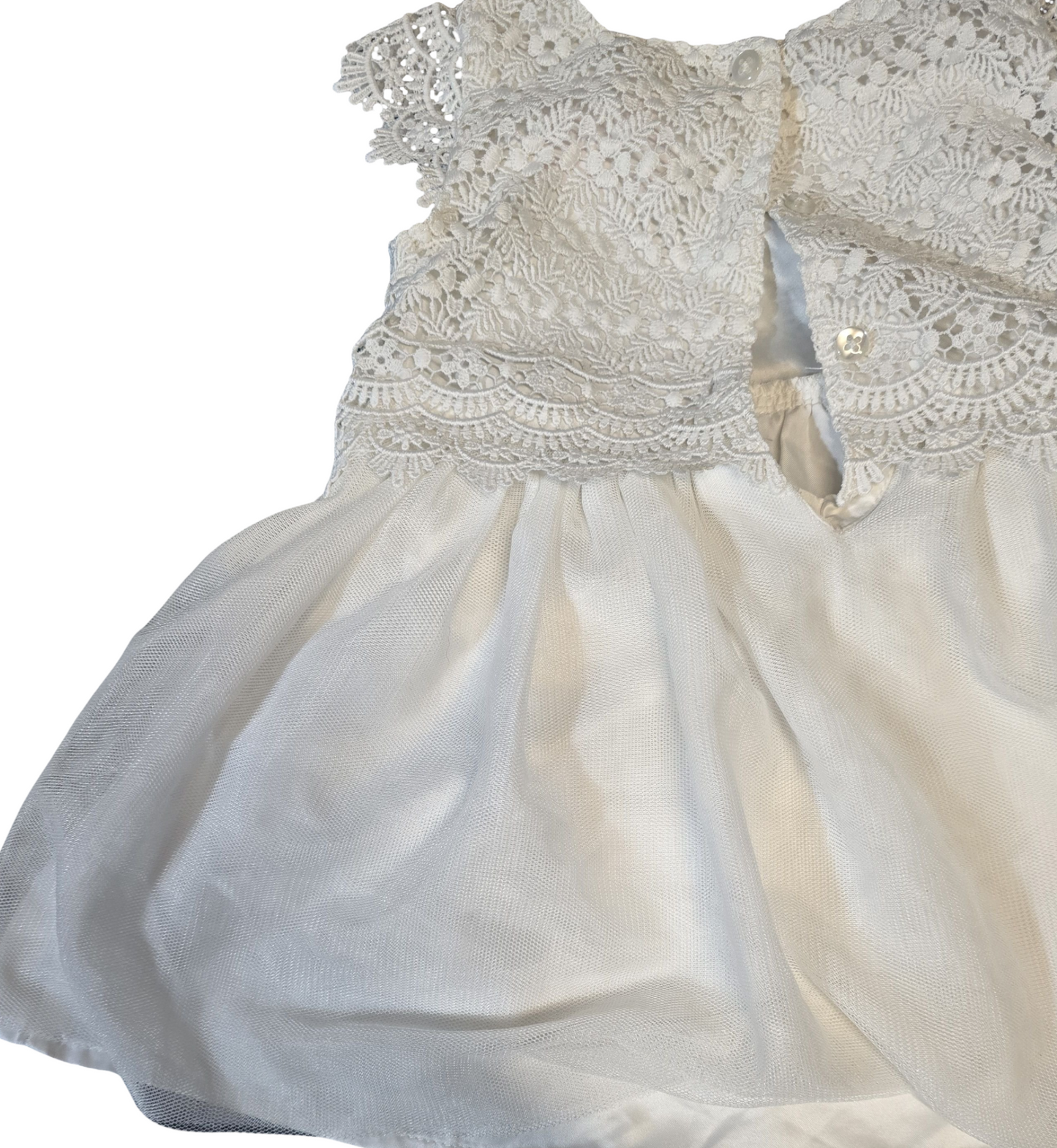 Primark White Lace & Tulle Dress – Girls 6–9 Months – Polyester