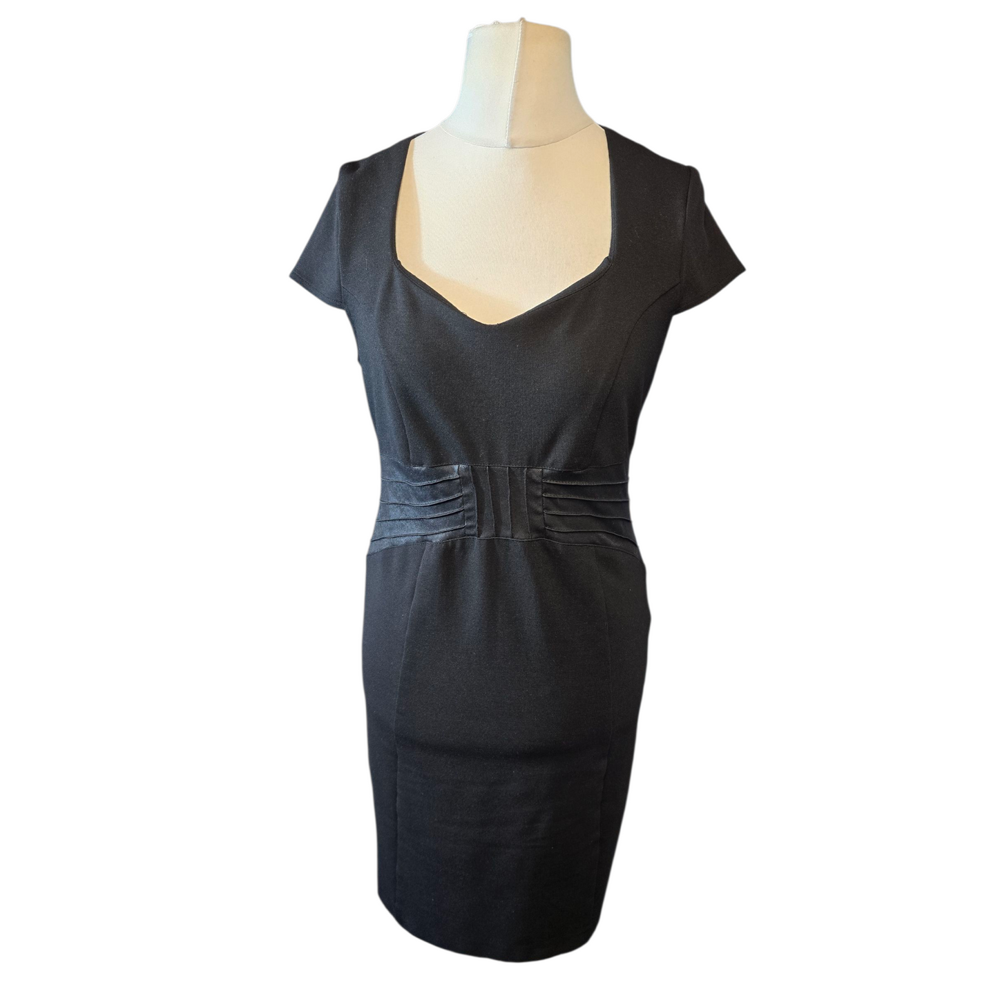 South Black Bodycon Dress with Waistband & Back Slit – Size 12