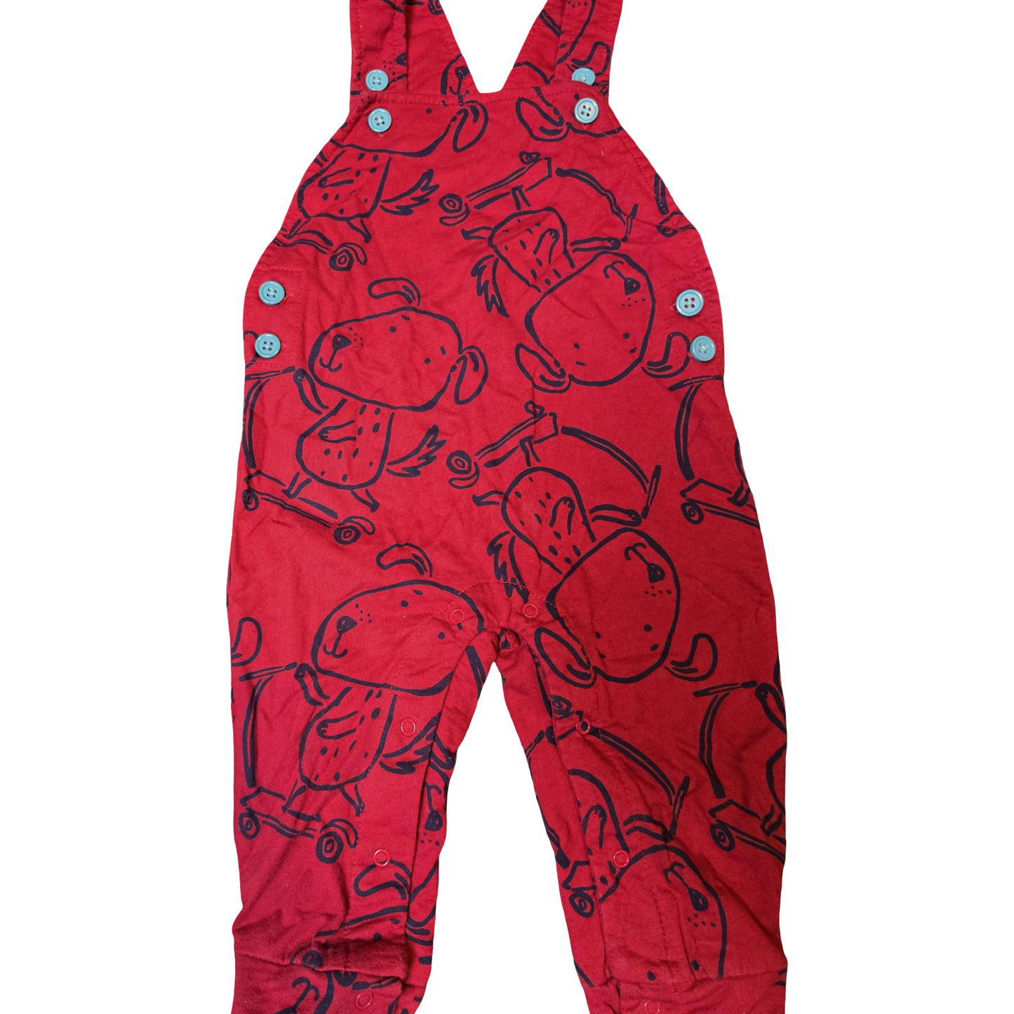 Studio Boys Red Dungarees – 9–12 Months – 100% Cotton