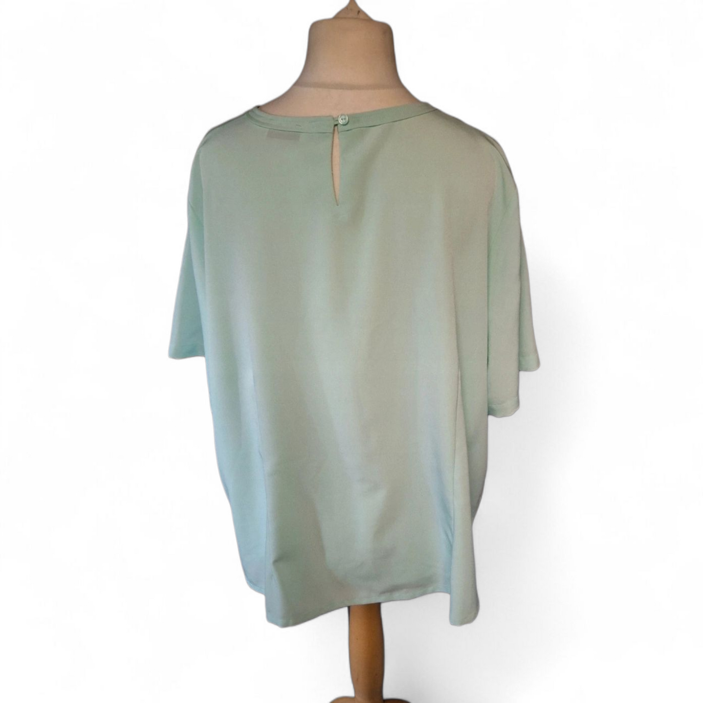 Victoria Layne Mint Green Blouse – Size 24 – Pintuck Front – 100% Polyester