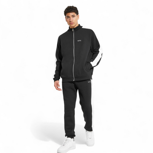 BoohooMAN Black & White 1/4 Zip Jumper – Size M – Polyester
