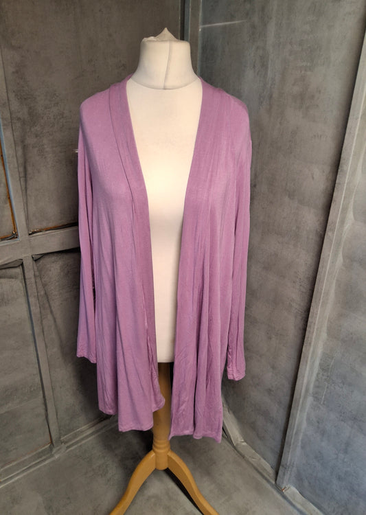 Antthony Lilac Open Cardigan – Size M (Fits UK 14/16) – Stretch Rayon Blend