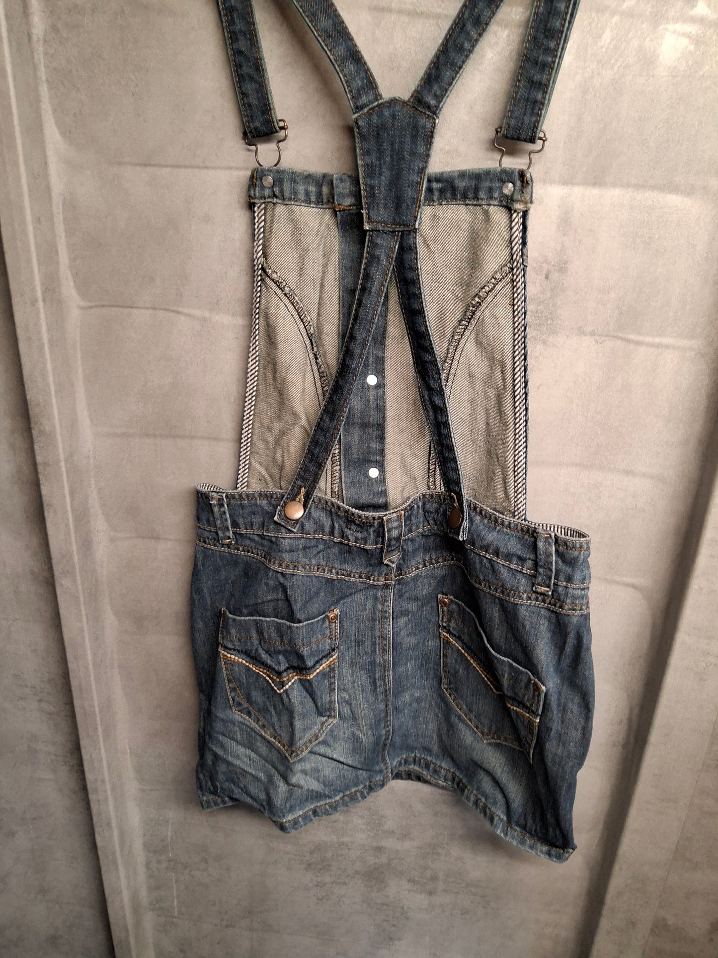 Next Denim Pinafore Mini Dress – Size 8 (Fits 6/8) – Blue – Pockets – 2008 Y2K Label
