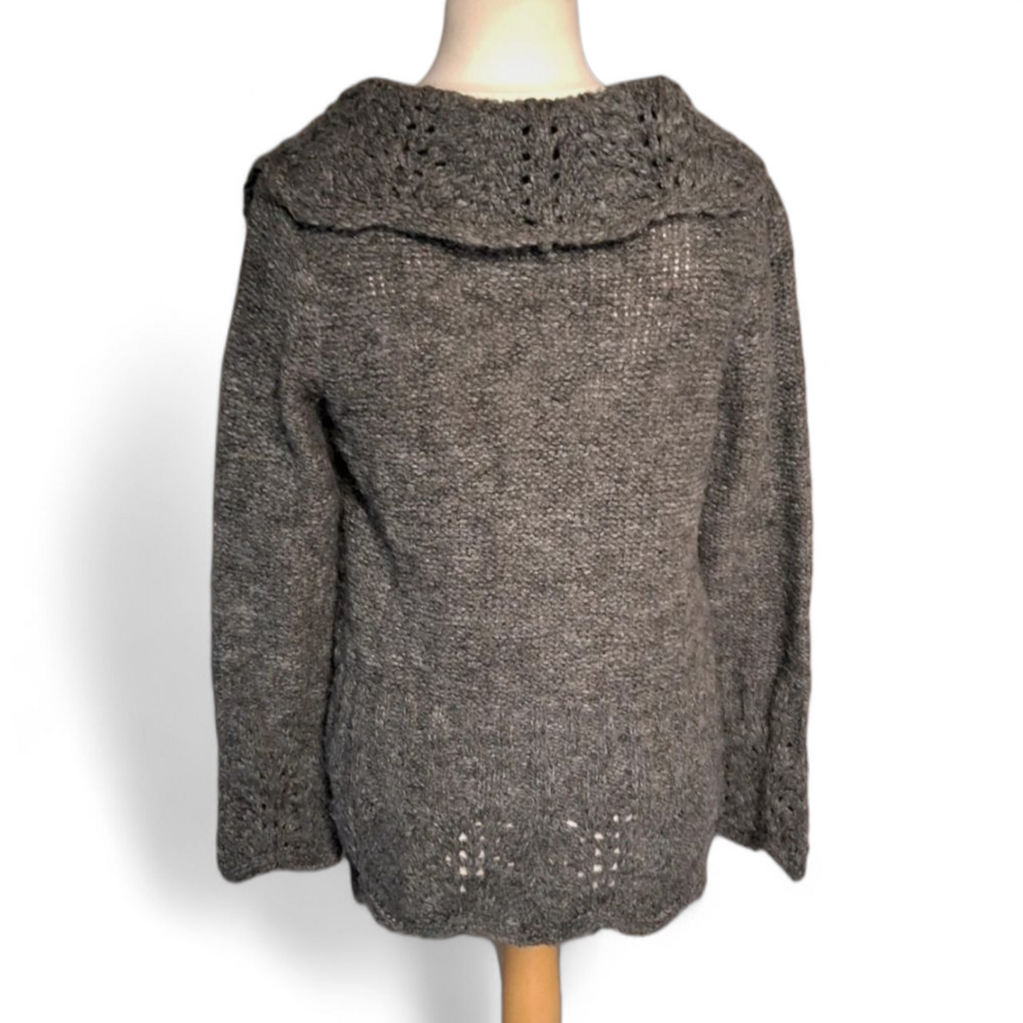 Per Una Grey Knitted Cardigan – Size Small (UK size 8/12) – One Button Close