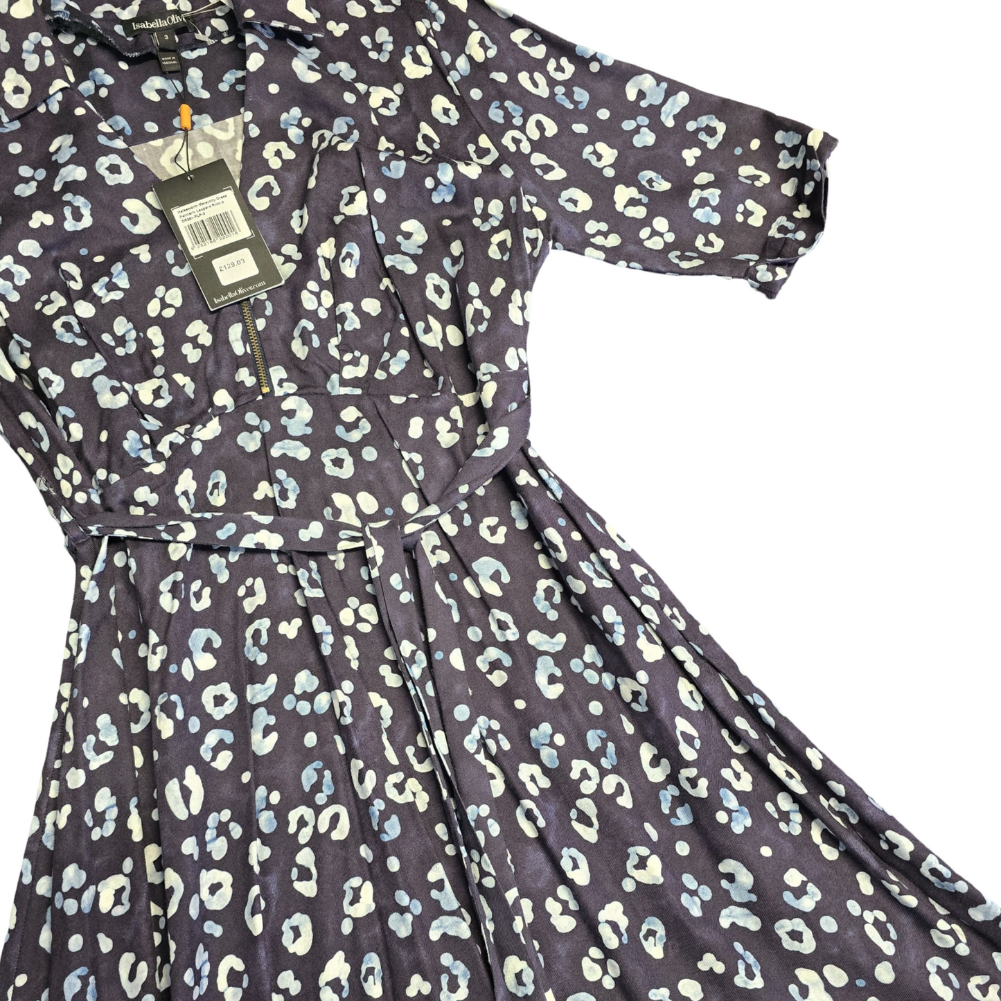 Isabella Oliver 'Halesworth' Maternity Dress Navy Size 6/8 US 3 Animal Print Short Sleeved New