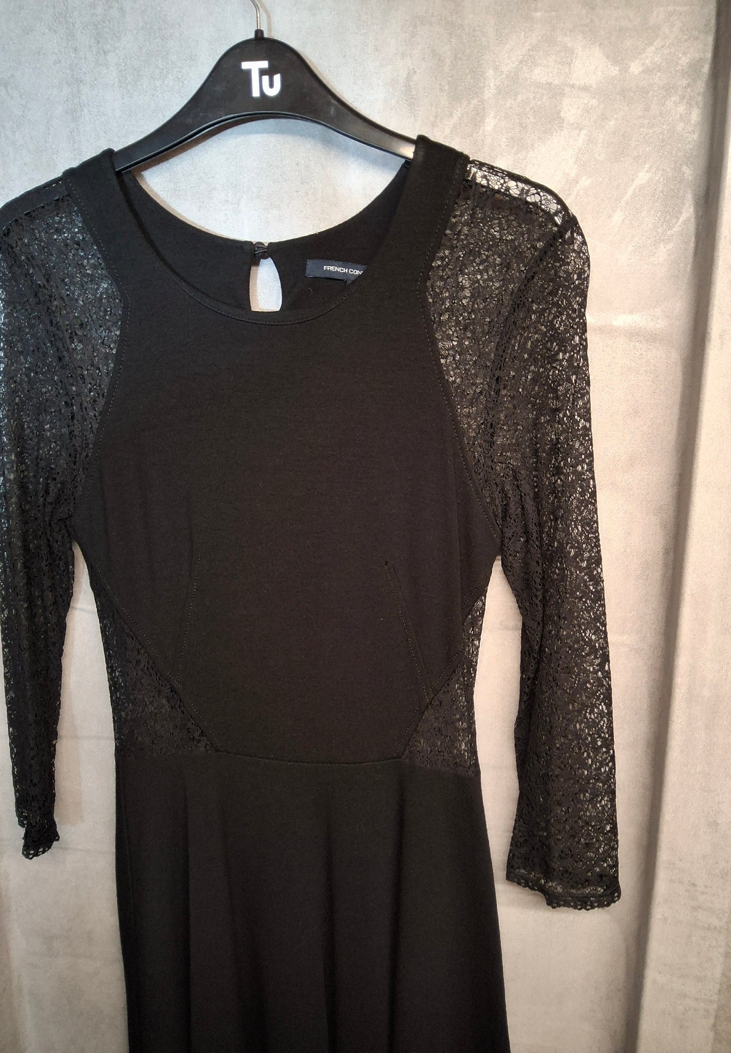 French Connection Black Lace Flared Dress – Size 10