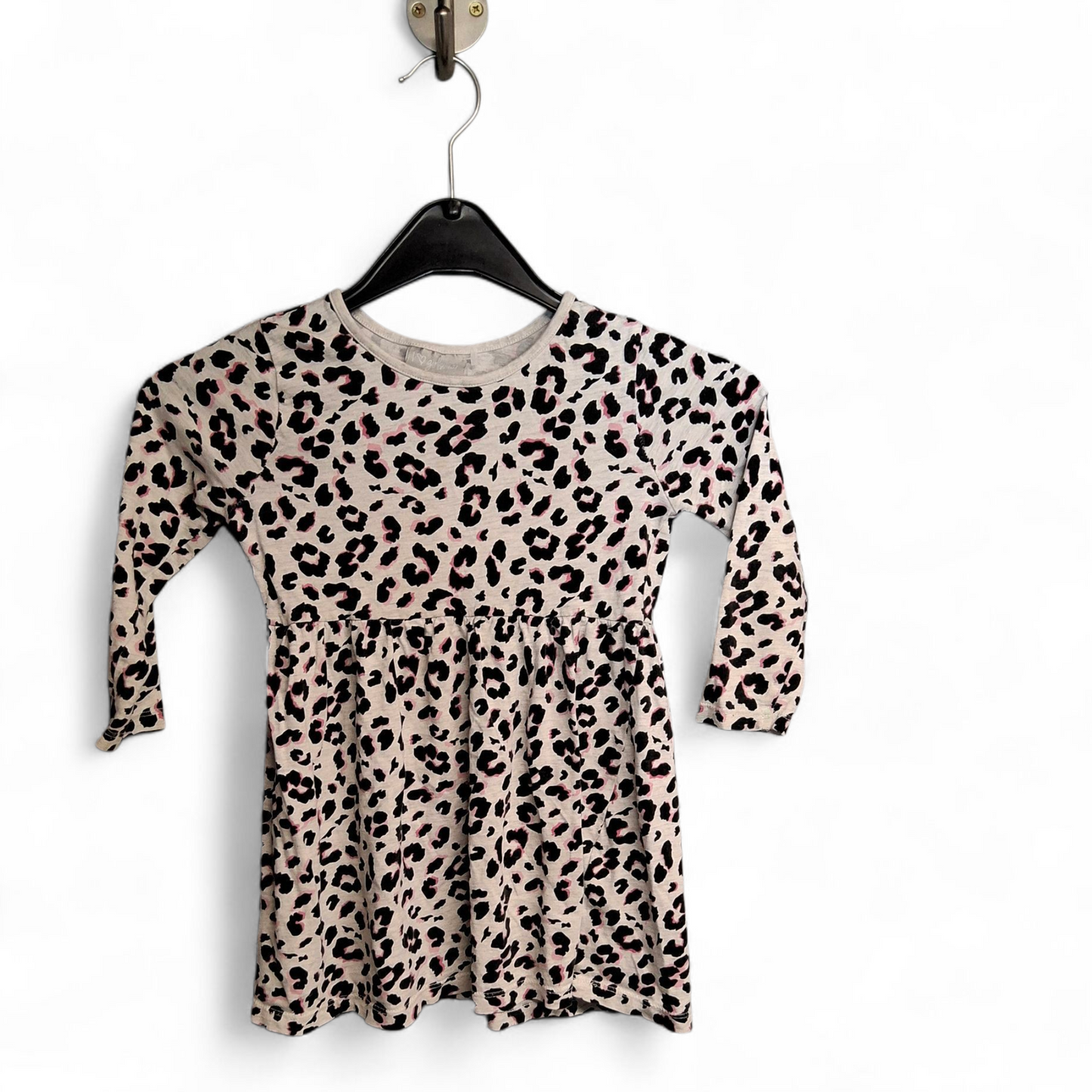 Matalan Grey, Black & Pink Animal Print Dress – Girls 4 Years – 100% Cotton