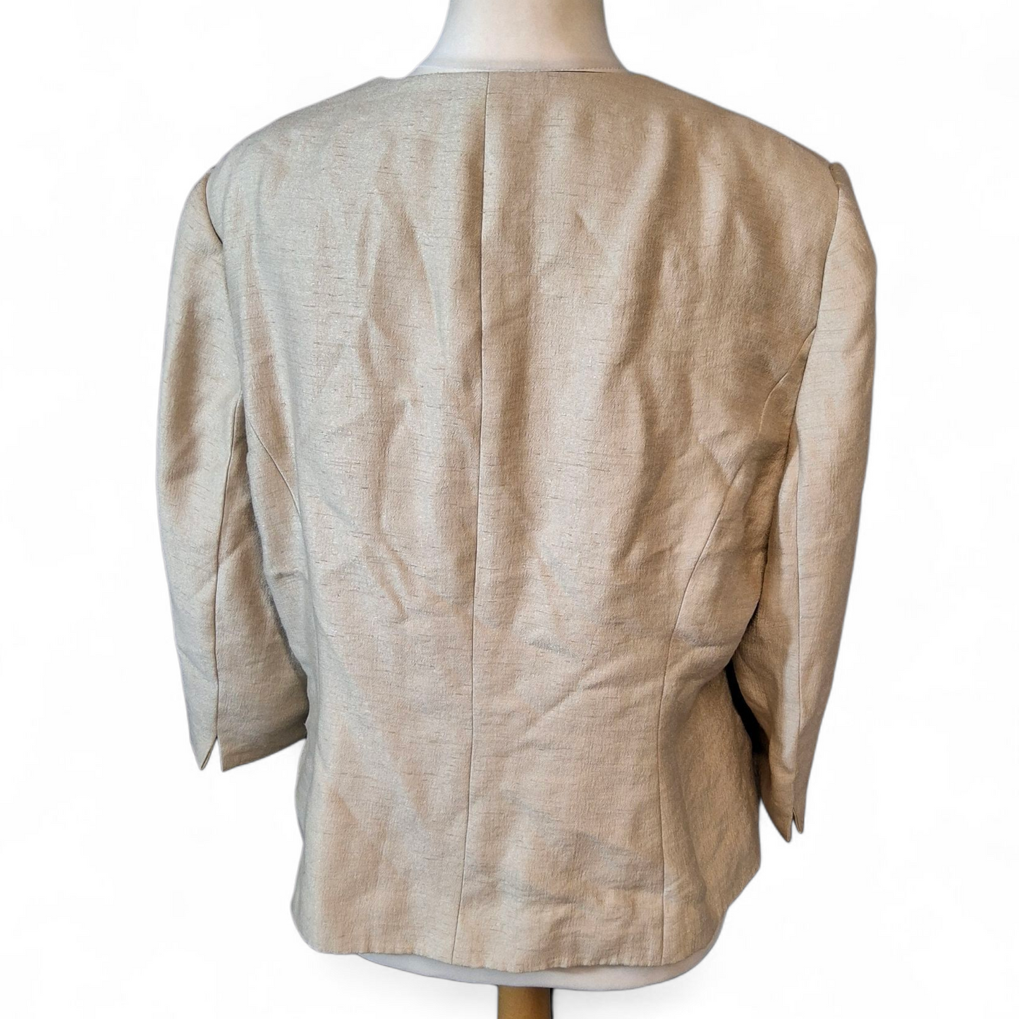 Jacques Vert Ivory Champagne Cream Blazer – Size 18, 3/4 Sleeve