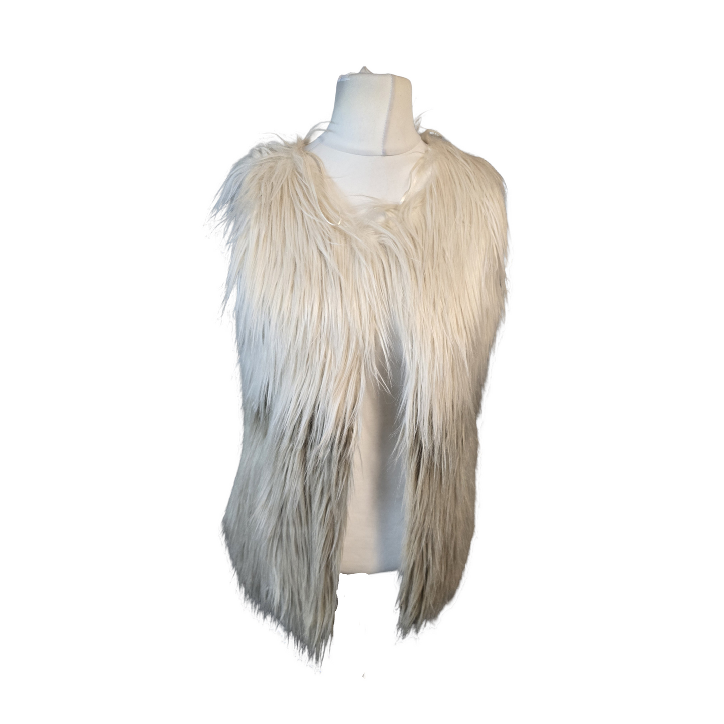 Influence Cream & Beige Faux Fur Gilet – Ombre Design – Size 10