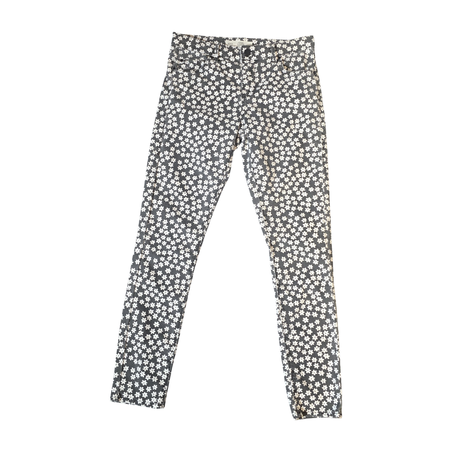 Topshop MOTO Leigh Black & White Floral High-Waisted Skinny Jeans – W28 L30