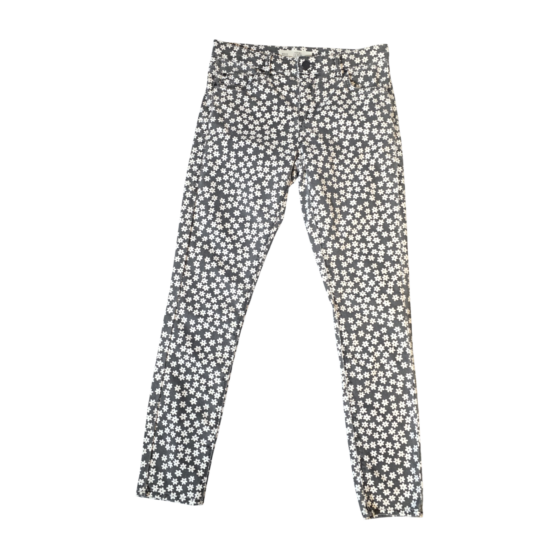 Topshop MOTO Leigh Black & White Floral High-Waisted Skinny Jeans – W28 L30