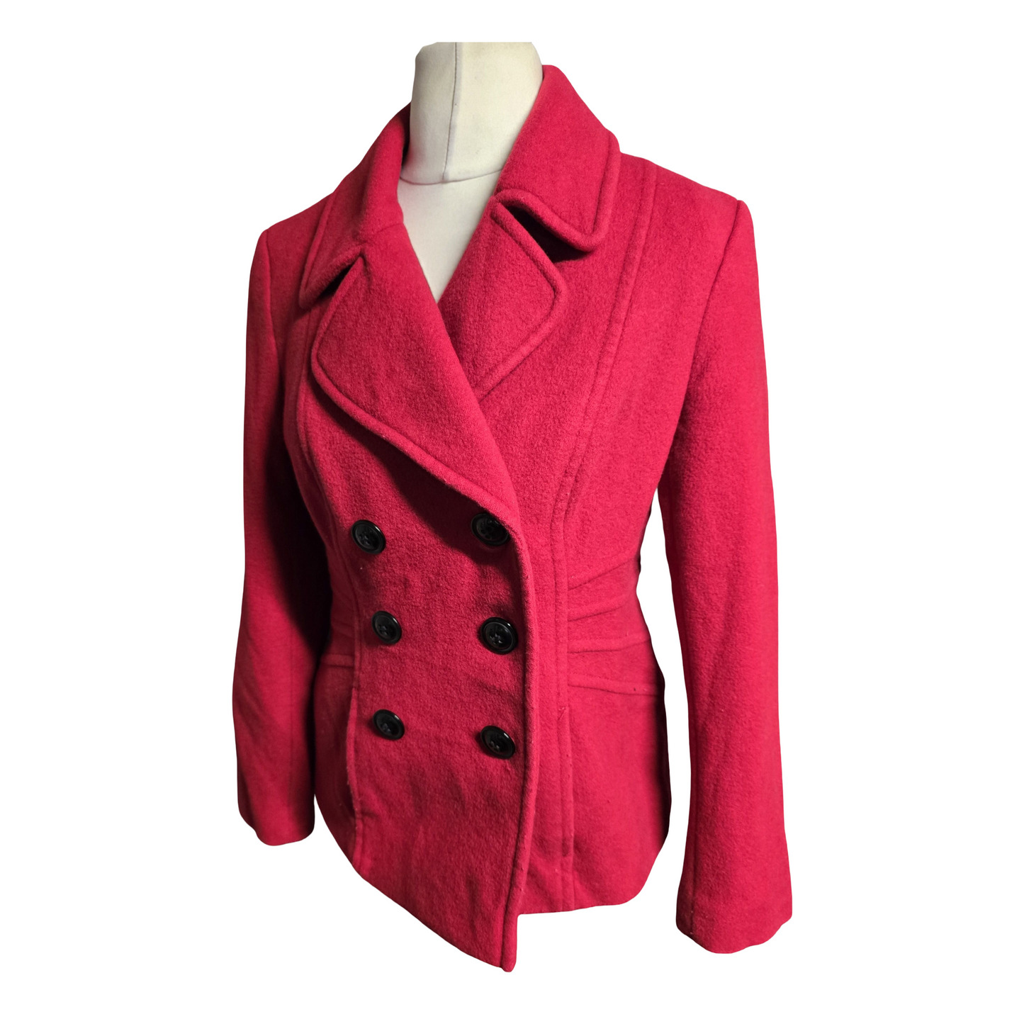 Precis Red Wool-Blend Peacoat – Size 12 (Mid Length)