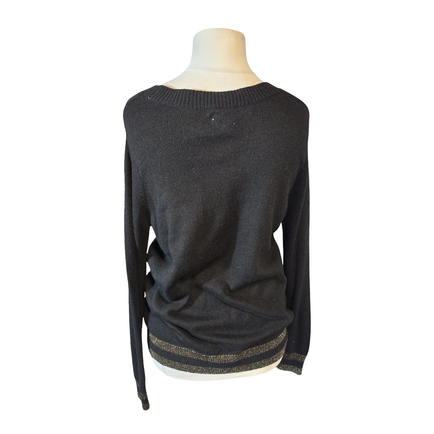 H&M Black & Gold Sequin Birdcage Jumper – Size S (size 10/12) – Longline Knit