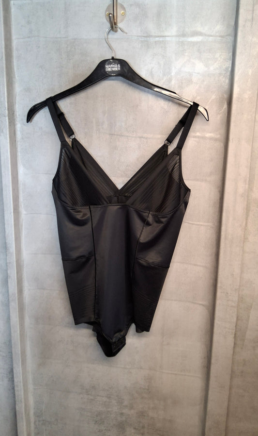 M&S Black Shape Bodysuit – Adjustable Straps, Size 20