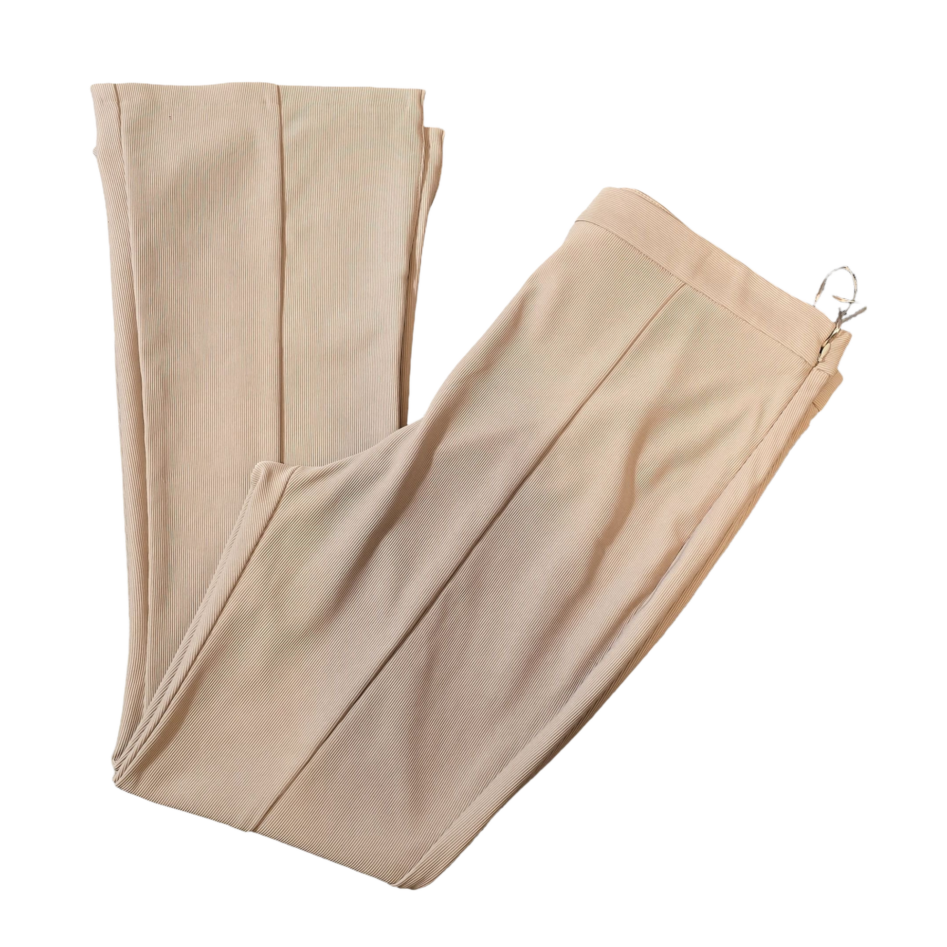 Primark Camel Ribbed Flared Leggings – Size 20 – High Waisted with Side Zip & Slit Hem