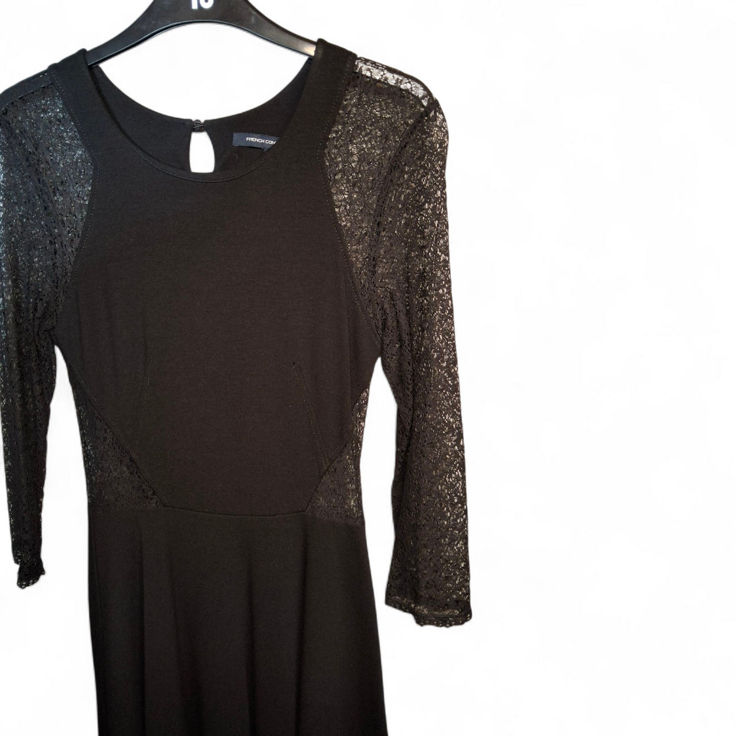 French Connection Black Lace Flared Dress – Size 10