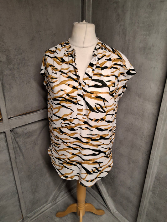 Hilary Radley Animal Print Blouse – Size S (UK 8–10)
