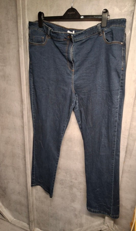 M&Co Blue Straight Leg Jeans – Size 22 Regular – Comfy Cotton Blend Denim