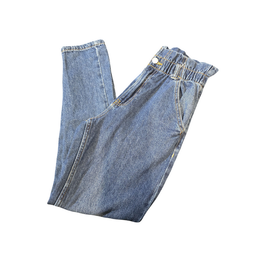 Primark Girls’ Slouchy Denim Jeans – Slim Leg, Frill High Waist – Age 11–12 Years