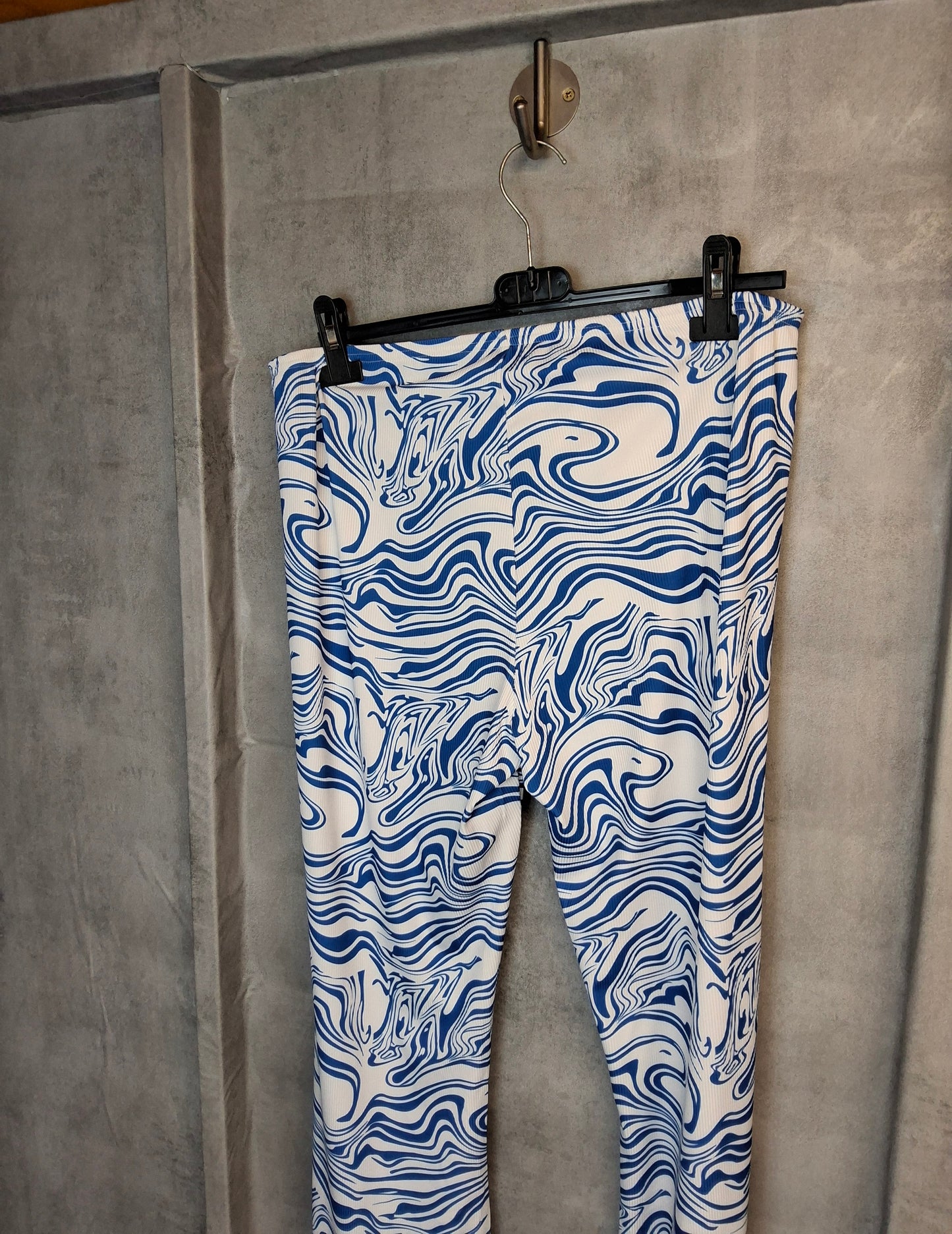 Shein Swirl Print Flares – Size XL / UK 14 | High Waist, Stretchy & Festival-Ready