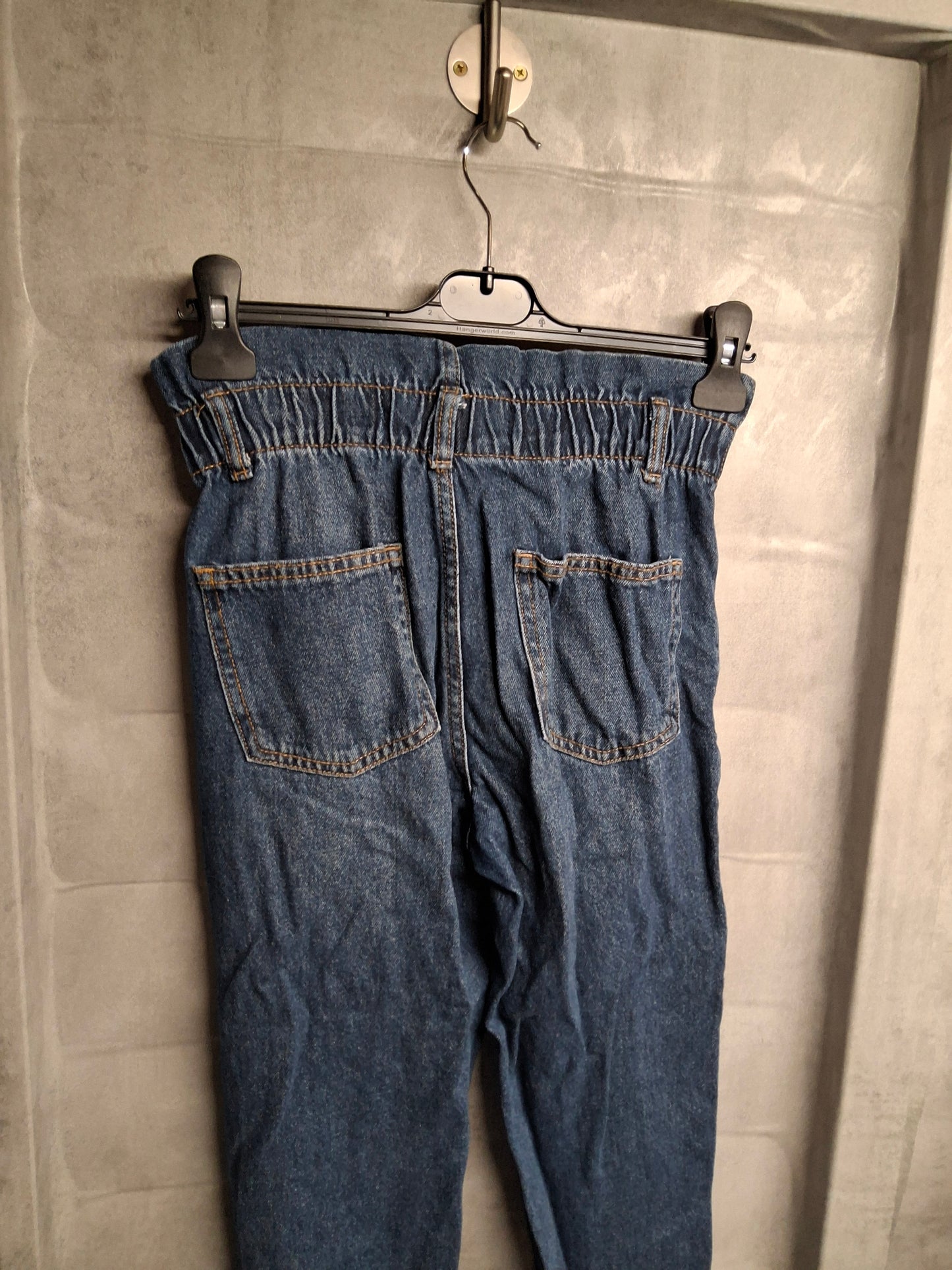 Primark Girls’ Slouchy Denim Jeans – Slim Leg, Frill High Waist – Age 11–12 Years