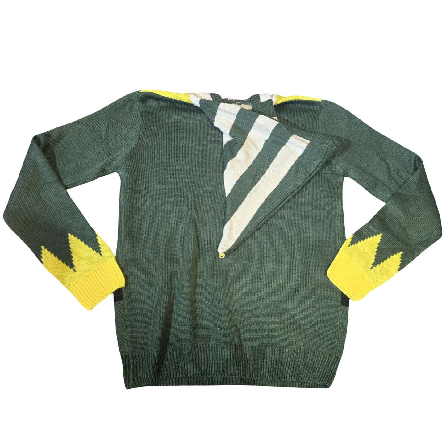 Cedar Wood State Green Elf Knit Hoodie – Xmas Jumper – Size M Men's