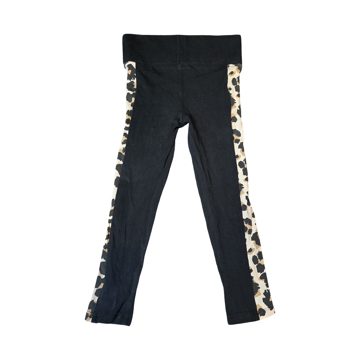 George Girls Black Leggings with Animal Print Side Panel – Age 5–6 Years – Cotton