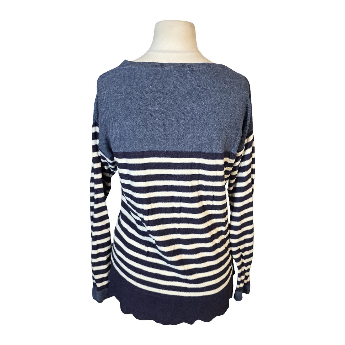 White Stuff Navy & White Striped Lightweight Jumper – Size 8
