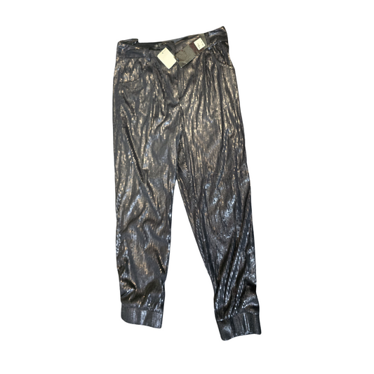 Danity Black Sequin Cuffed Trousers – Size M (Fits size 10/12, NWT)