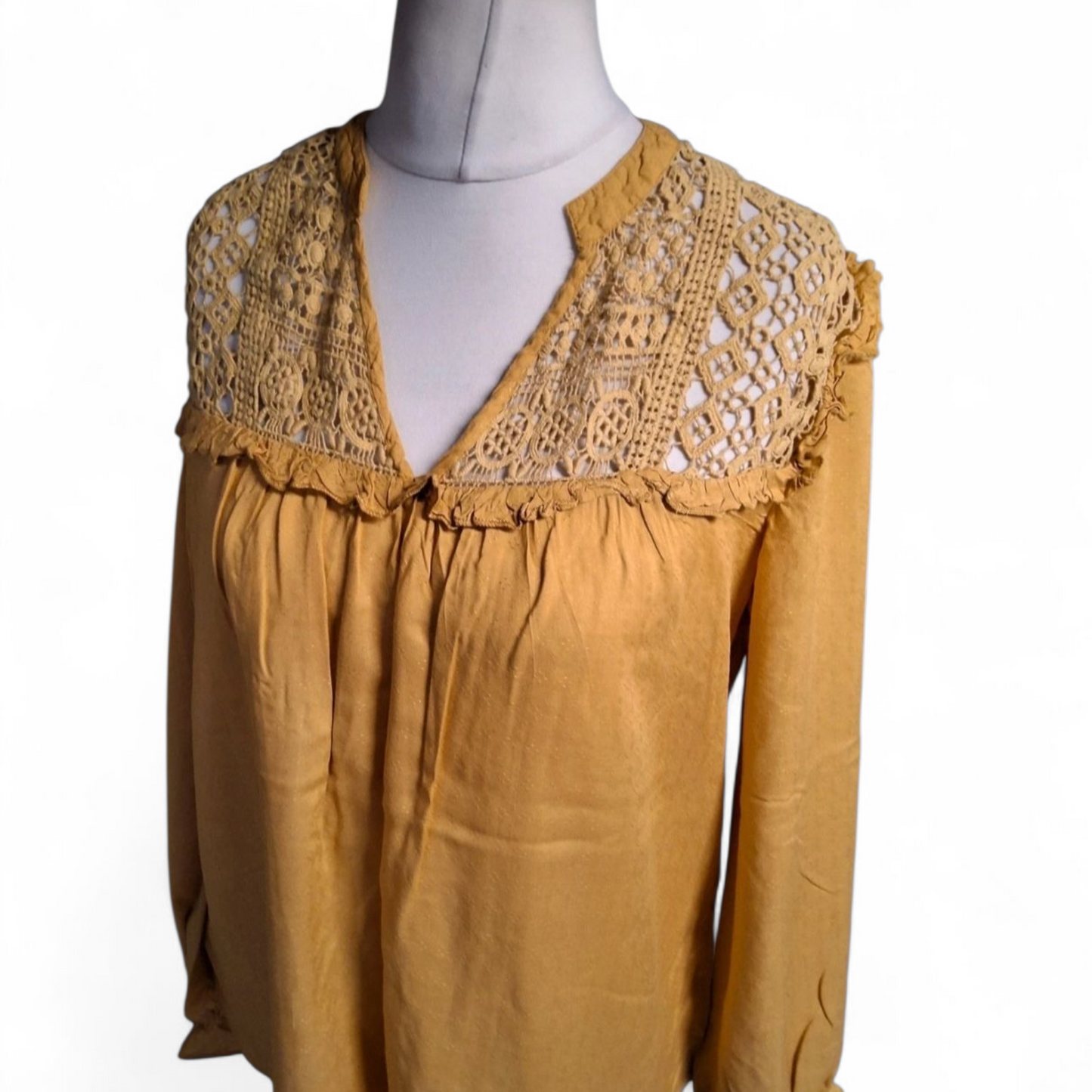 Laura Ashley Mustard Yellow Blouse – Size 12 – 100% Modal