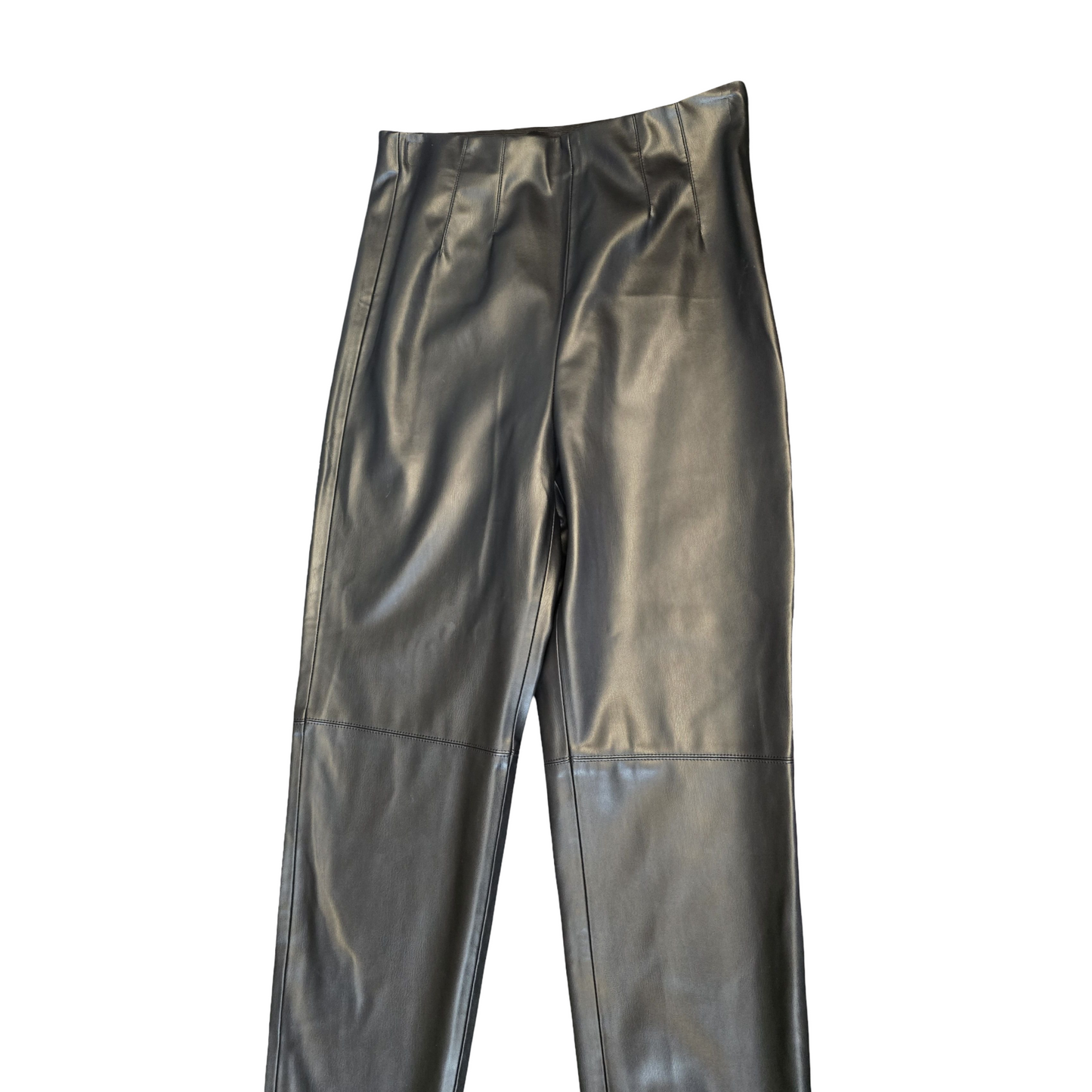 Zara Black Faux Leather High-Waist Skinny Trousers – Size L (UK size 10/12)