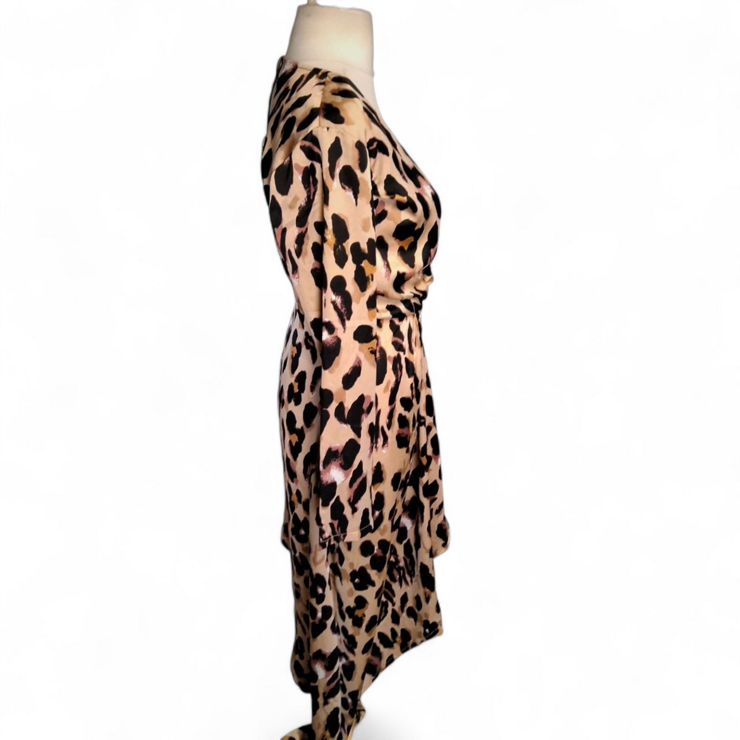 PLT Animal Print Asymmetrical Wrap Dress – Size 8 – Long Sleeves – NWT