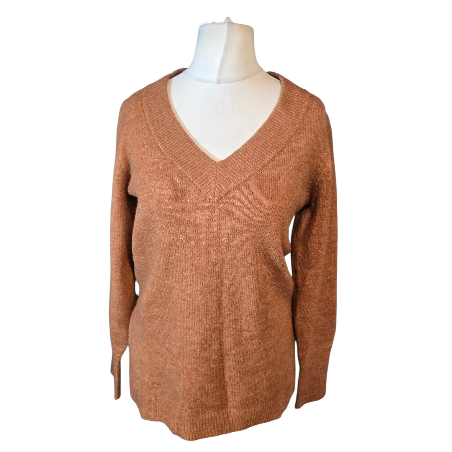 Peppercorn Brown V-Neck Jumper – Size XS (Would Suit size 6–10)